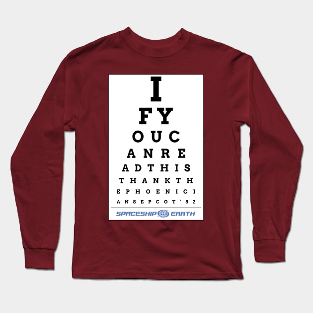 Epcot Eye Chart Long Sleeve T-Shirt by Mouse Magic with John and Joie